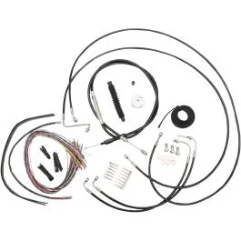 LA CHOPPERS LA-8051KT2-13B CABLE AND BRAKE LINE KIT BLACK VINYL FOR 12'-14' APE HANGERS