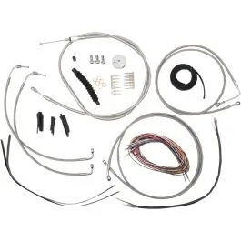 LA CHOPPERS LA-8051KT2-16 CABLE AND BRAKE LINE KIT STAINLESS POLISHED FOR 15'-17' APE HANGERS