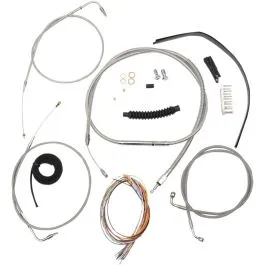 LA CHOPPERS LA-8110KT2B-16 CABLE AND BRAKE LINE KIT STAINLESS POLISHED FOR 15'-17' APE HANGERS