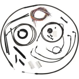 LA CHOPPERS LA-8051KT2-13M CABLE AND BRAKE LINE KIT MIDNIGHT BLACK FOR 12'-14' APE HANGERS
