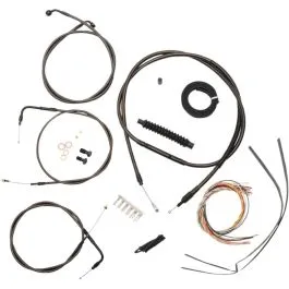 LA CHOPPERS LA-8100KT2-19M CABLE AND BRAKE LINE KIT MIDNIGHT BLACK FOR 18'-20' APE HANGERS