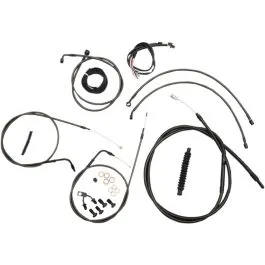 LA CHOPPERS LA-8150KT2-16M CABLE AND BRAKE LINE KIT MIDNIGHT BLACK FOR 15'-17' APE HANGERS