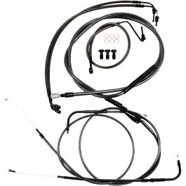 LA CHOPPERS LA-8050KT-16M CABLE AND BRAKE LINE KIT MIDNIGHT BLACK FOR 15'-17' APE HANGERS