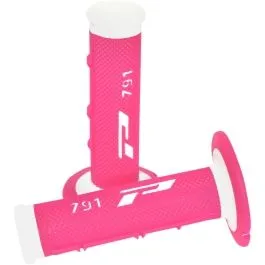 PRO GRIP PA079100BIFX GRIPS DOUBLE DENSITY OFFROAD 791 CLOSED END WHITE/FLUO PINK