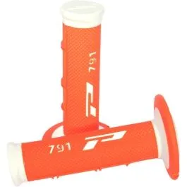 PRO GRIP PA079100BIAF GRIPS DOUBLE DENSITY OFFROAD 791 CLOSED END WHITE/FLUO ORANGE