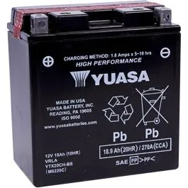 YUASA YTX20CH-BS(CP) BATTERY YTX 12V 150 MM X 86 MM X 160 02 MM LEAD ACID MAINTENANCE FREE REPLACEMENT BLACK