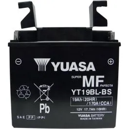 YUASA YT19BL-BS(CP) BATTERY YT 12V 188 MM X 78 74 MM X 168 MM LEAD ACID MAINTENANCE FREE REPLACEMENT BLACK