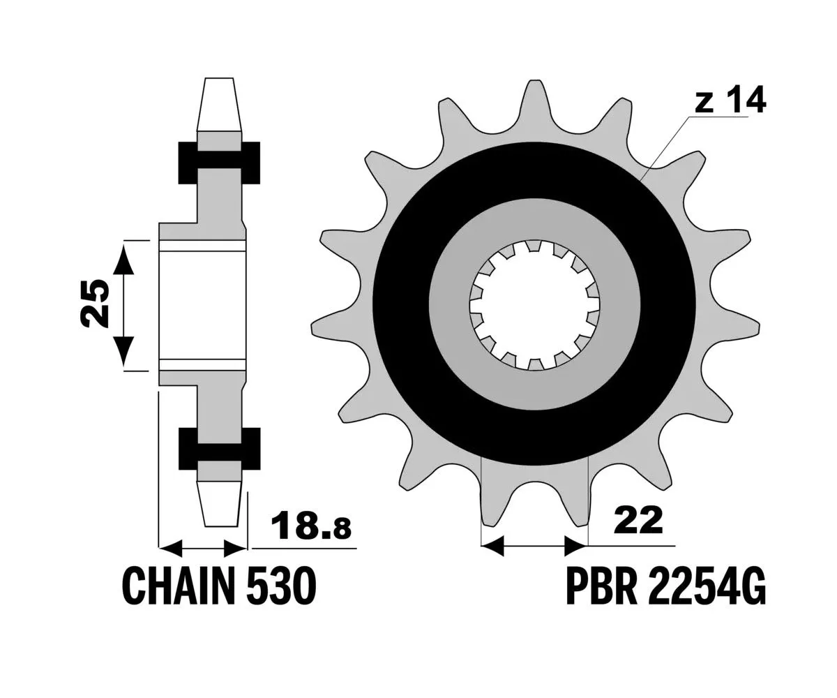 2254g 15 18nc Pignone Pbr Inserto In Gomma Passo 530 - 15 Denti Per Ducati Multistrada Enduro 2018 > 2020-2254G-15-18NC-425276