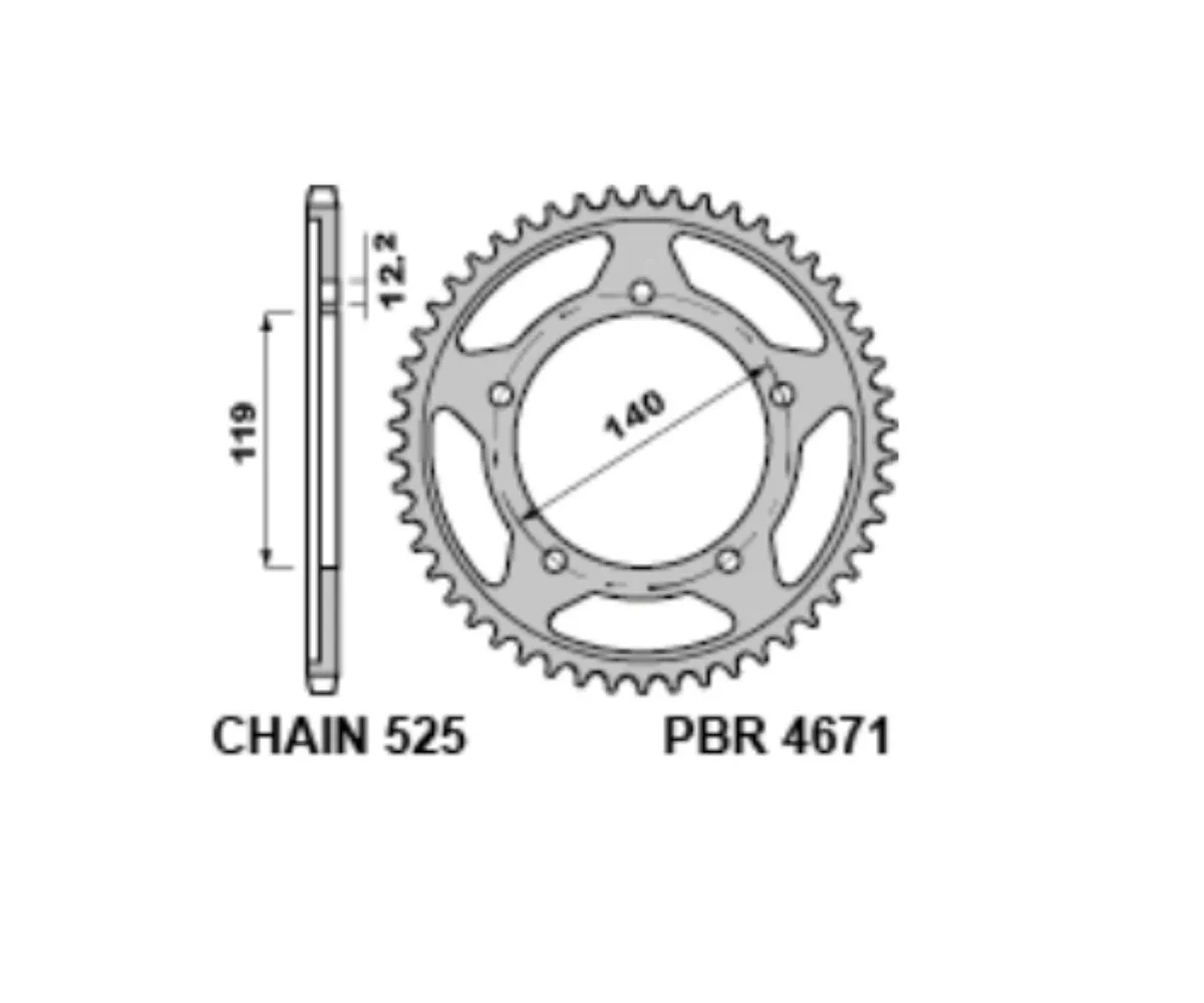4671 44 C45 Corona Pbr Passo 525 - 44 Denti Per Bmw S 1000 Rr 2020 > 2024.-4671-44-C45-414916