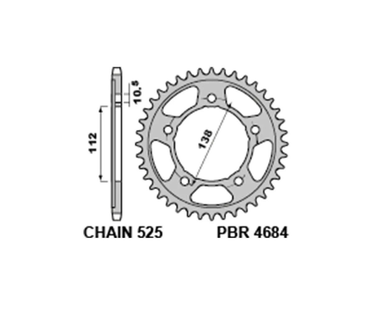 4684 45 C45 Corona Pbr Passo 525 Acciaio Temprato - 45 Denti Per Yamaha Tracer 9 Gt 2021 > 2024-4684-45-C45T-415174