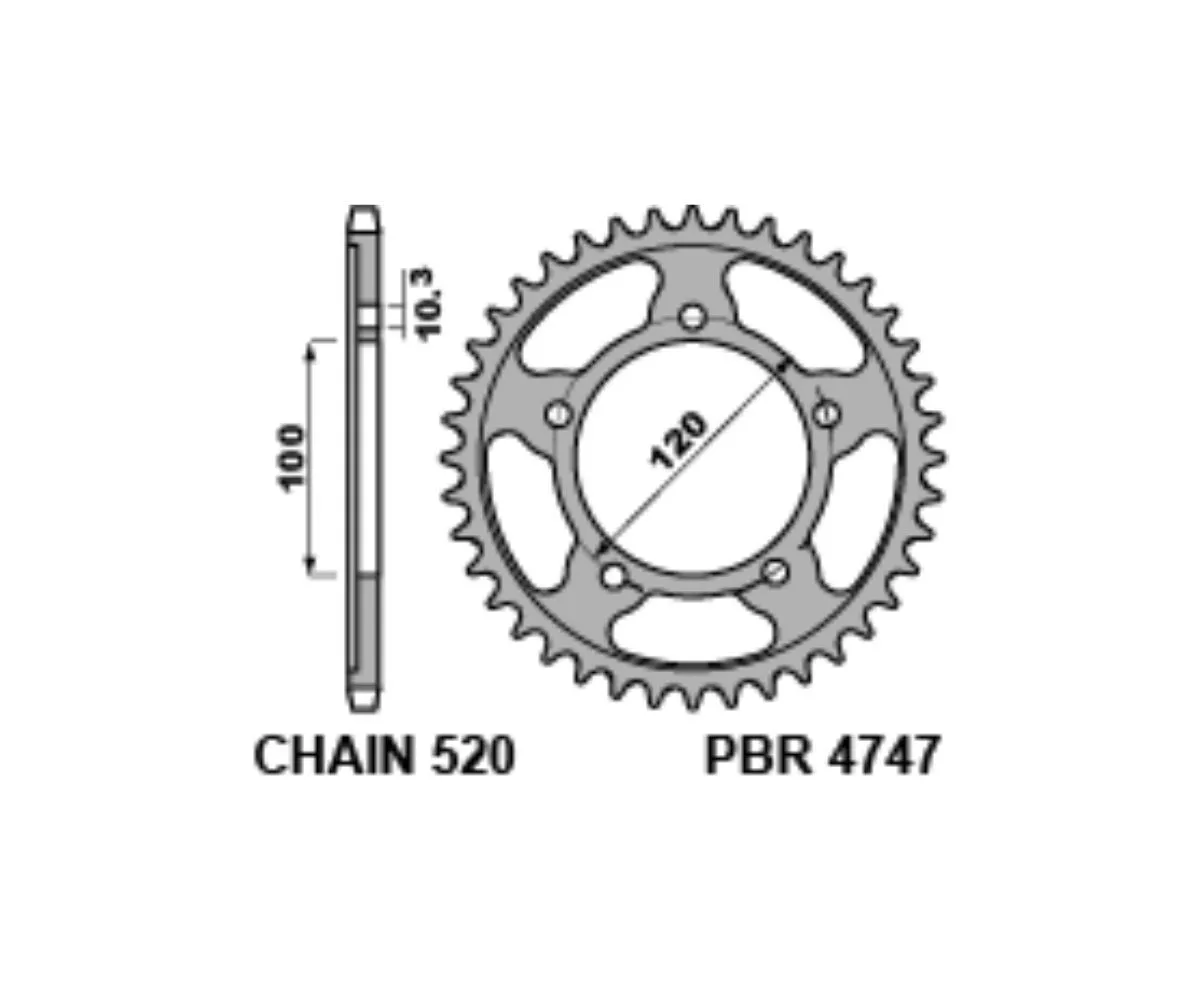 4747 43 C45t Corona Pbr Passo 520 - 40 > 44 Denti Per Aprilia Tuono 660 2021 > 2025-4747-43-C45T-416118