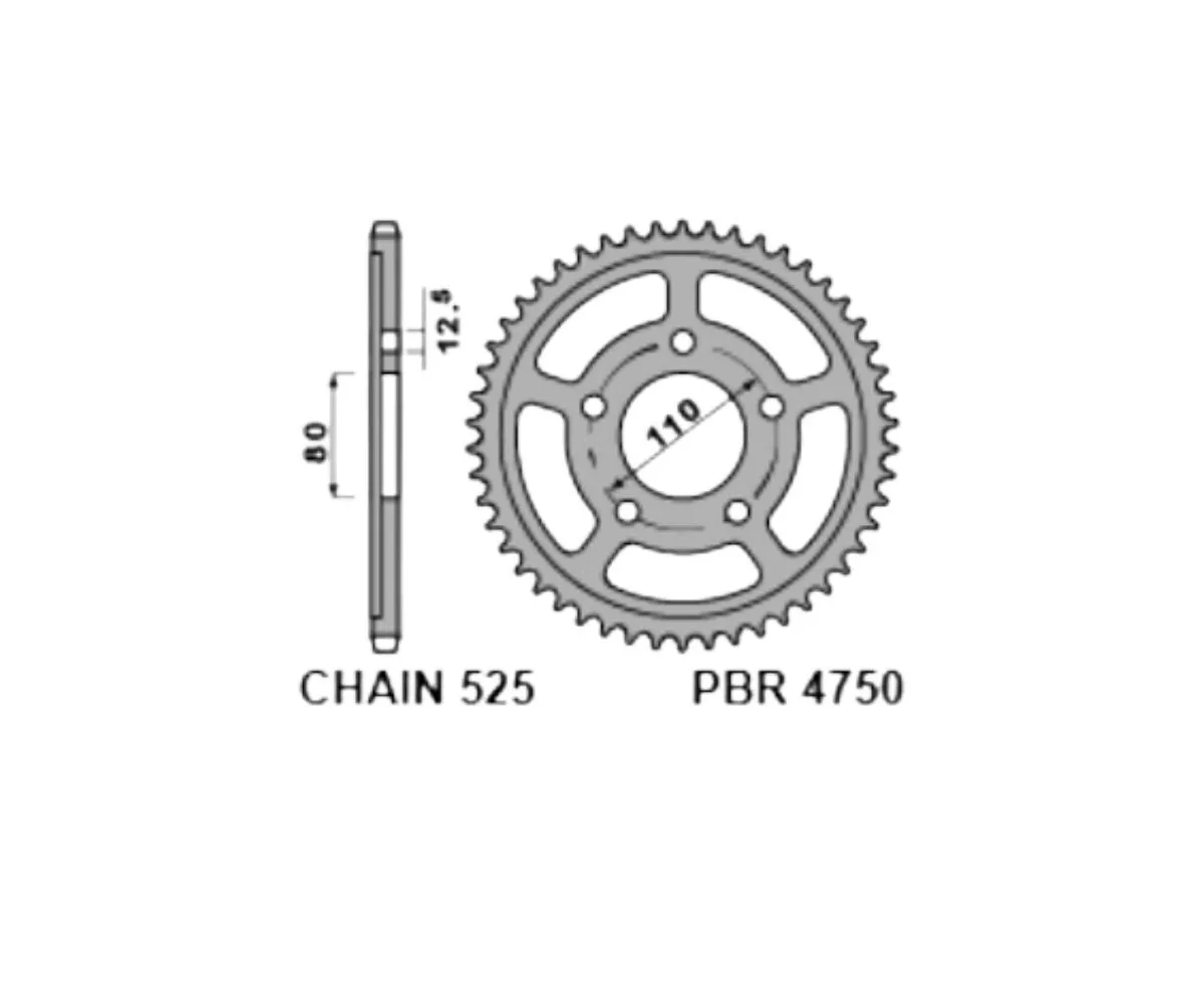 4750 42 C45 Corona Pbr Passo 525 - 42 Denti Per Honda Africa Twin Crf1100l Adv Sp 2020 > 2024.-4750-42-C45-414873