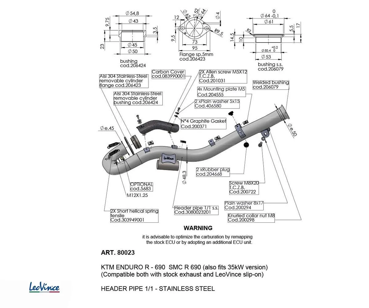 Collettori Di Scarico Acciaio Inox Leovince Ktm 690 Smc R / Enduro 2021-80023-249797