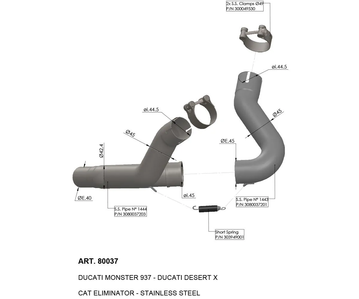 Raccordo Elimina Catalizatore Leovince Ducati Desertx 2022 > 2024.-80037-415306