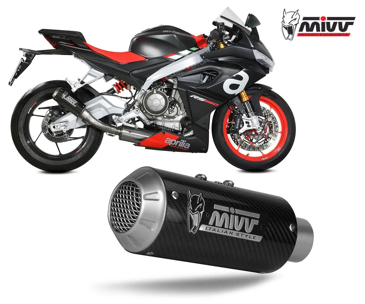 Scarico Completo Inox Mivv Mk3 Carbonio Alto Per Aprilia Rs 660 2020 > 2024-A.013.LM3C-249462