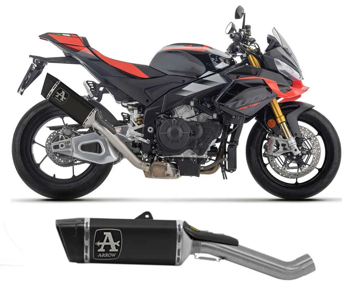 Terminale Di Scarico Arrow Pista Dark Titanio Nero Con Raccordo In Titanio Per Aprilia Tuono 1100 V4 2025-71003PTN-424972