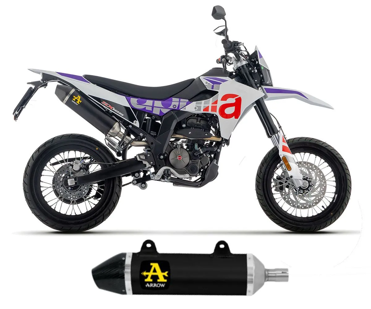 Terminale Di Scarico Arrow Thunder Aluminio Nero Per Aprilia Rx / Sx 125 2025-52013AKN-424978