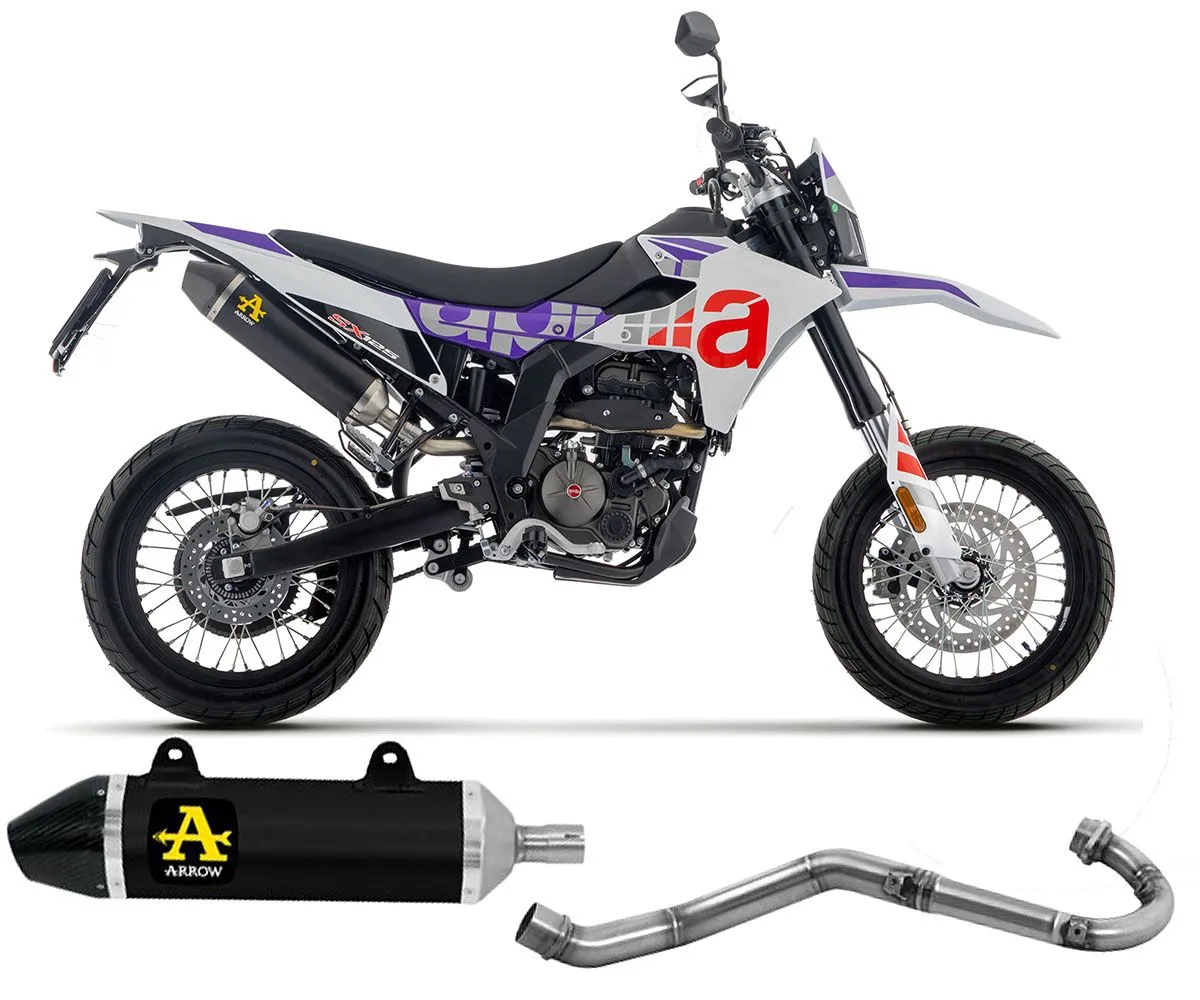 Scarico Completo Arrow Thunder Aluminio Nero Per Aprilia Rx / Sx 125 2025-52013AKN--52007PD-424976