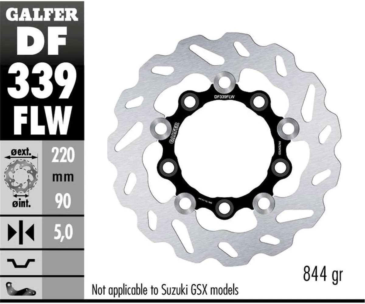 Galfer Disco Freno Posteriore Wave Floating (c. Steel) 220x5mm Suzuki Gsx R 1000 2001 > 2002-DF339FLW-392410