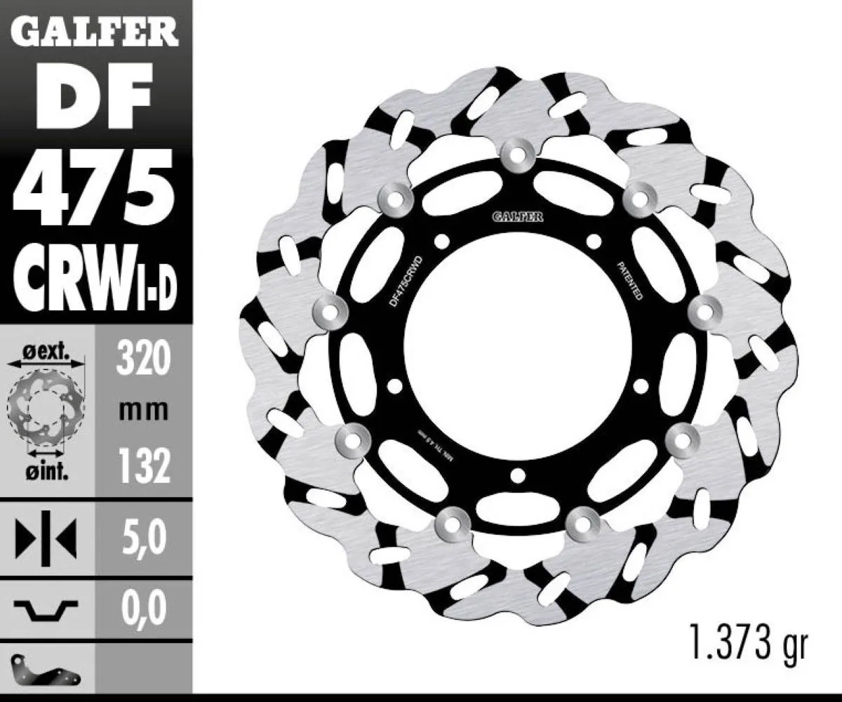 Galfer Disco Freno Anteriore Wave Floating Grooved Left (c. Alu.) 320x5mm Yamaha Fz 1 / Fazer 2006-DF475CRWI-392517