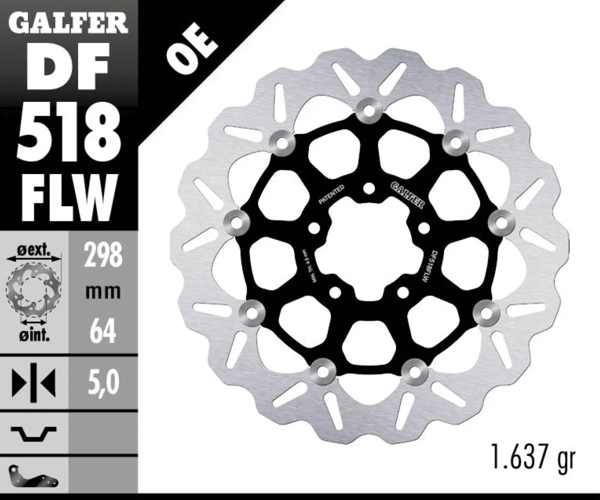 Galfer Disco Freno Anteriore Wave Floating (c. Steel) 298x5mm Indian Motorcycle Scout 2015 > 2016-DF518FLW-392608