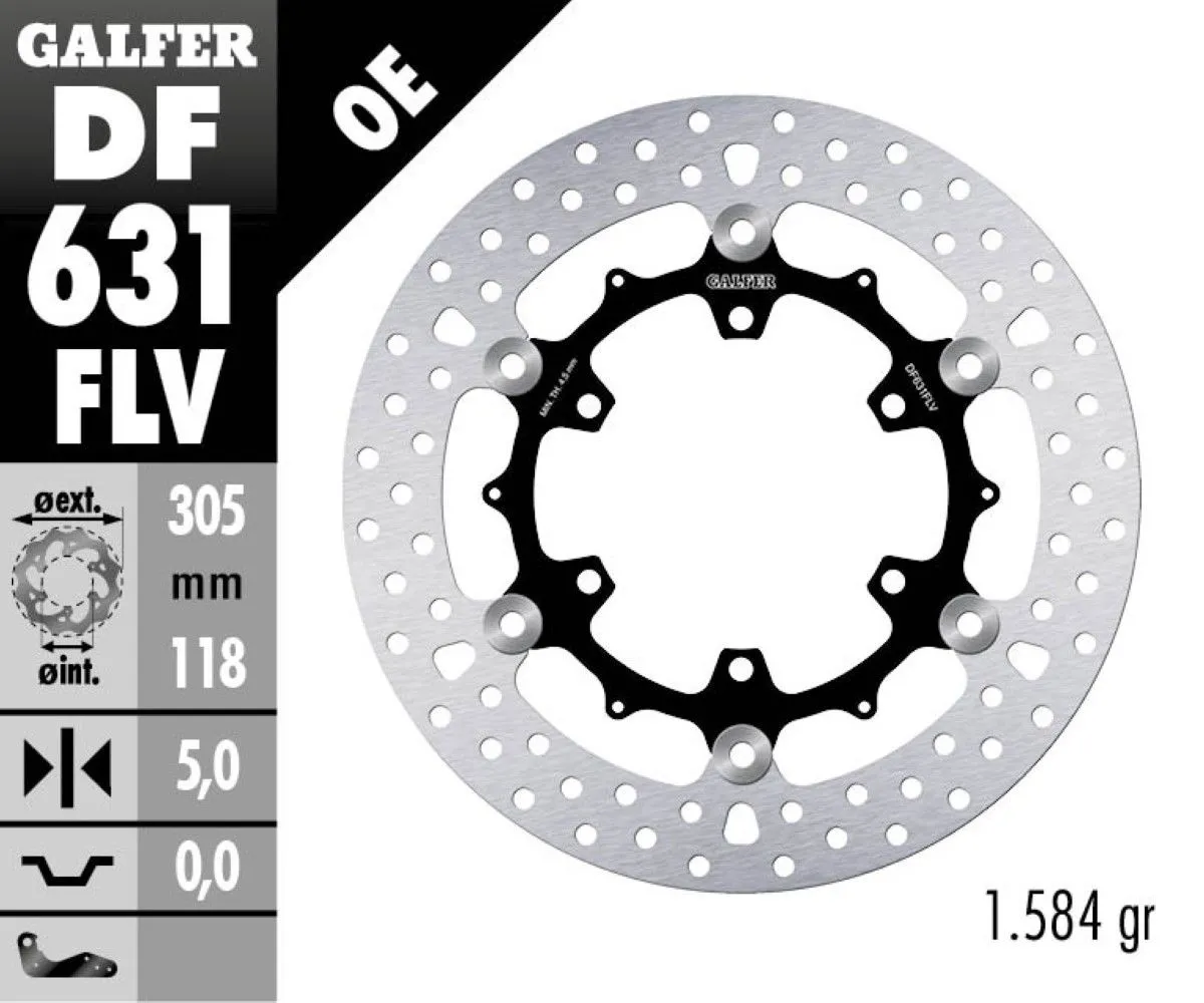 Galfer Disco Freno Anteriore Round Floating (c. Steel) 305x5mm Bmw R 850 R Roadster 2001-DF631FLV-393395