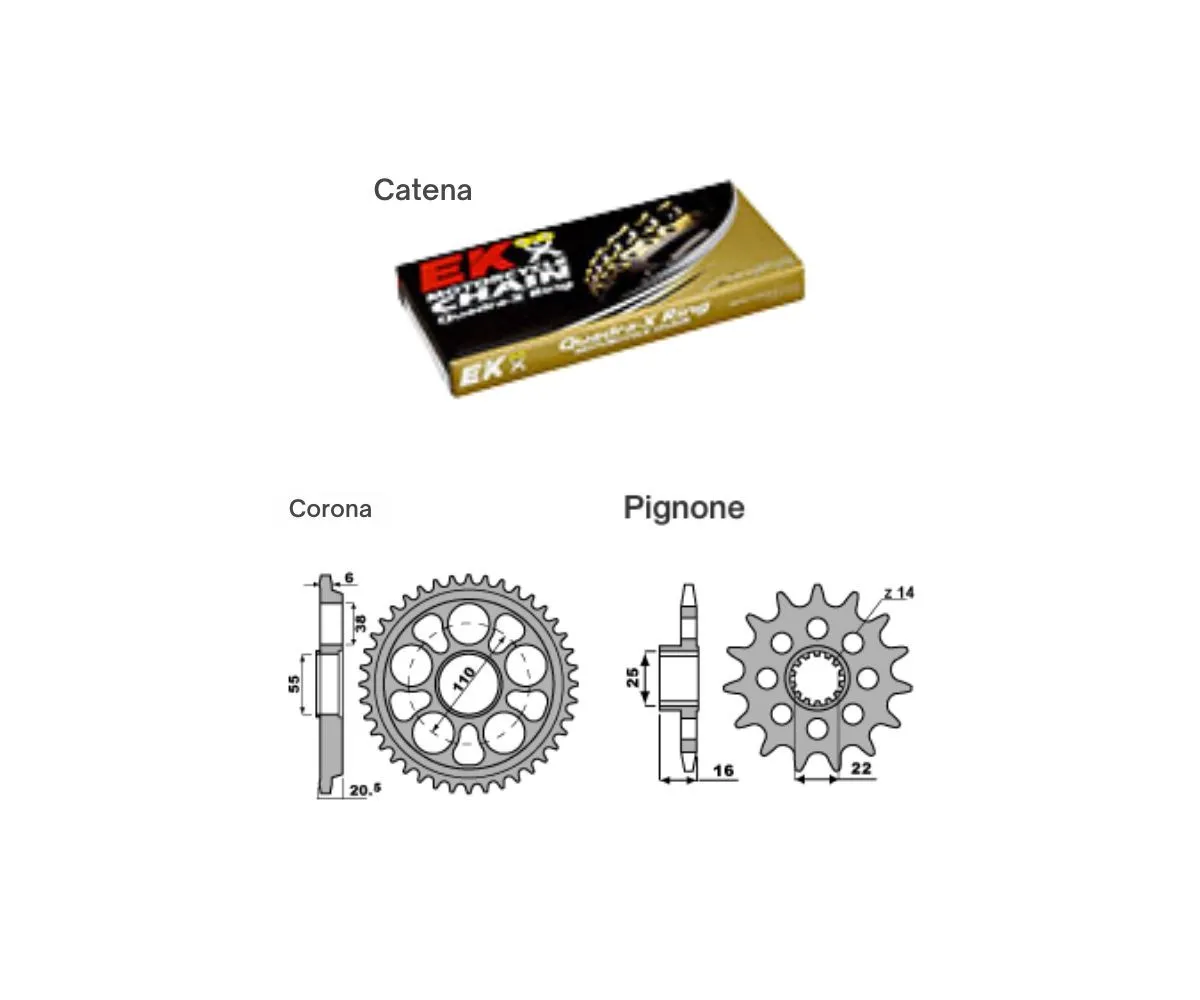 Ek1391g Kit Trasmissione Pbr Catena Corona Pignone 15 / 45 / 525 Pbr Ducati Hypermotard 9502019 > 2023.-EK1391G-415483