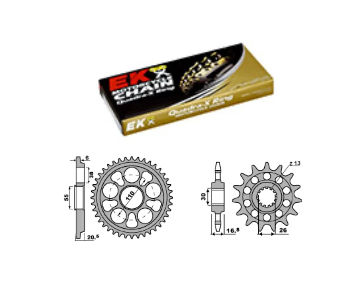 Ek2349g Kit Trasmissione Pbr Catena Corona Pignone 16 / 45 / 525 Pbr Honda Cb 750 Hornet 2022 > 2025.-EK2349G-415690