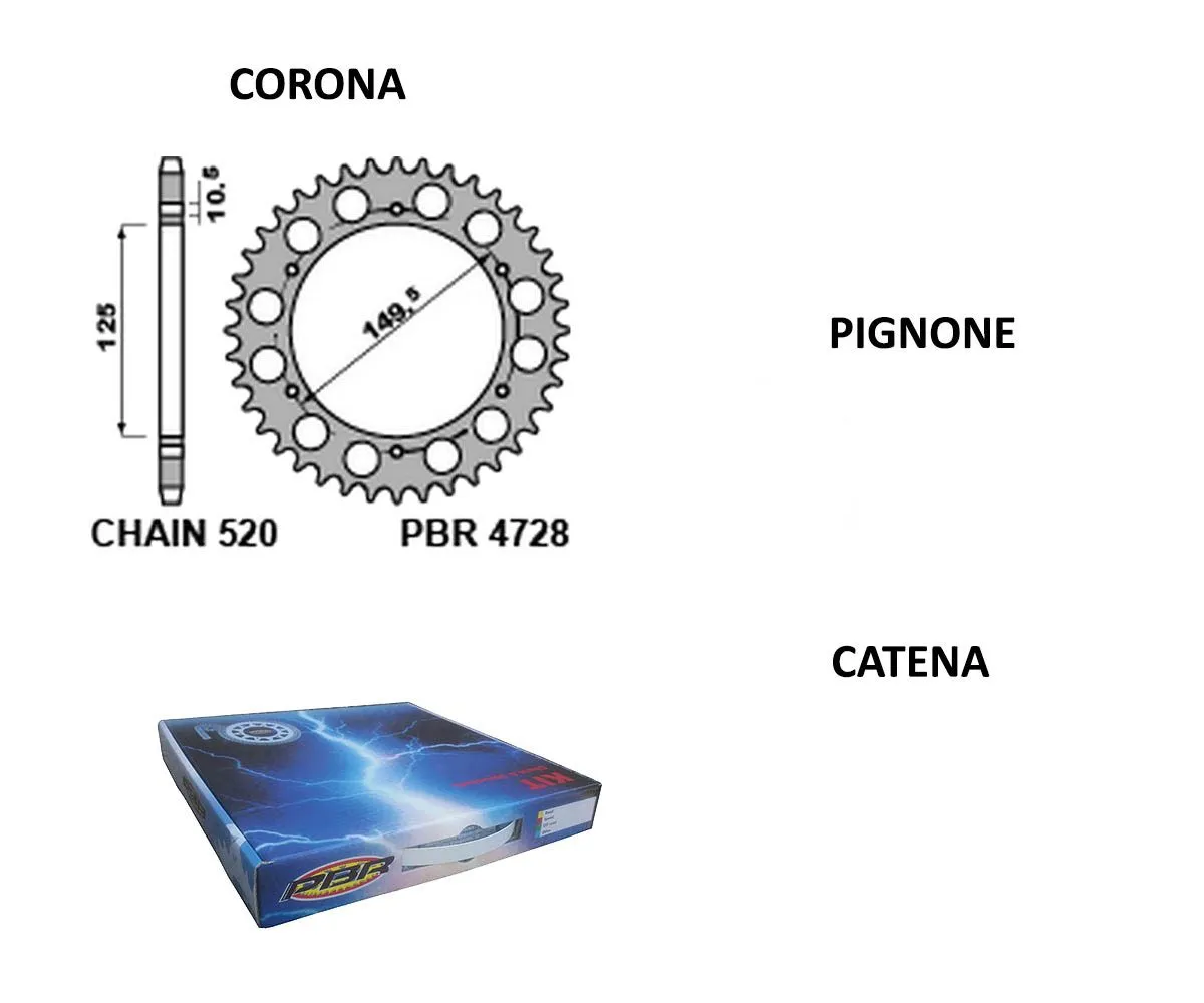 Ek2376g Kit Trasmissione Pbr Catena Corona Pignone 15 / 46 / 520 Pbr Benelli Trk 702 X 2022 > 2024-EK2376G-414790
