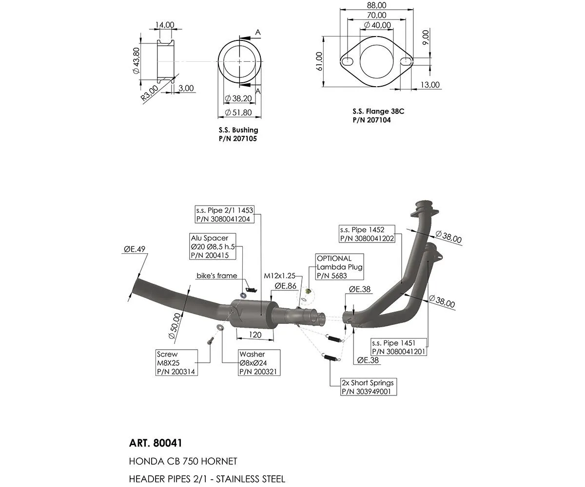 Kit Collettori Leovince Per Honda Cb 750 Hornet 2023 > 2024.-80041-415625