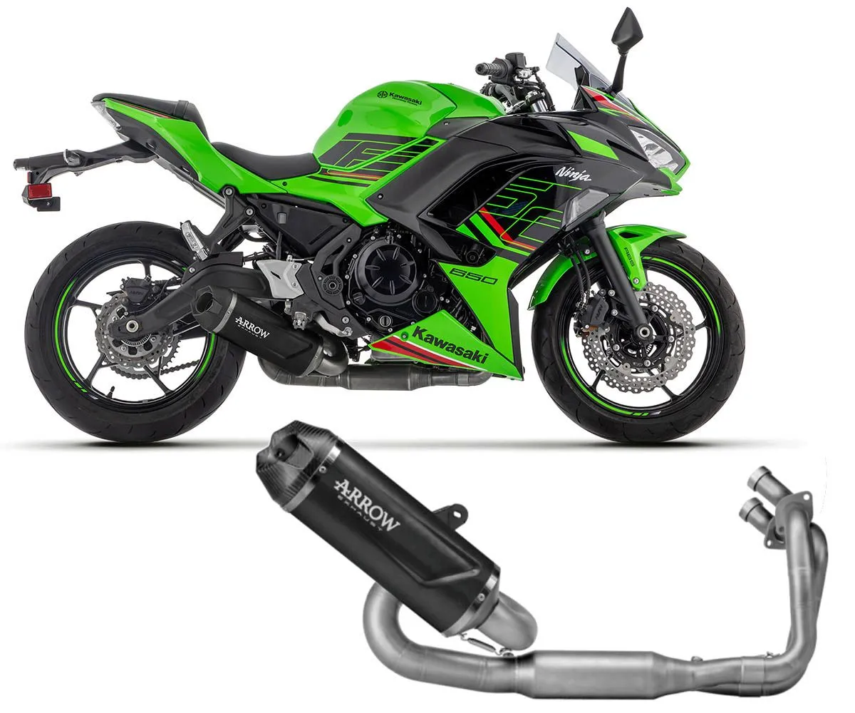 Impianto Scarico Completo Arrow Indy Race Evo Alluminio Dark Fondello Carbonio Kawasaki Ninja 650 2024-71965AKN-403432