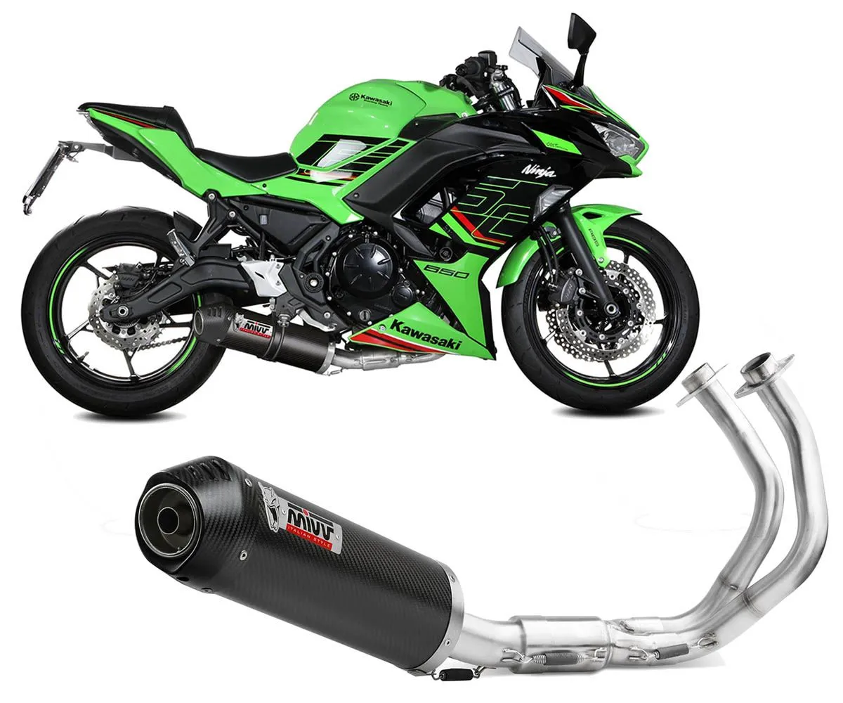 Scarico Completo Mivv Oval Carbonio Fond Carbon Kawasaki Ninja 650 2024-K.057.L3C-400426