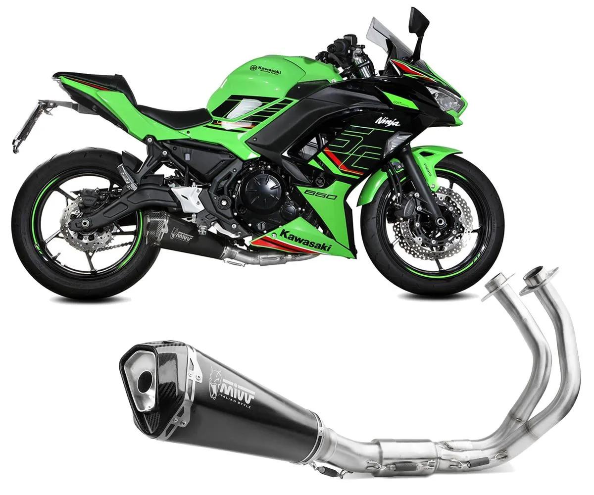 Scarico Completo Mivv Delta Race Inox Nero / Carbonio Kawasaki Ninja 650 2024-K.057.LDRB-400430