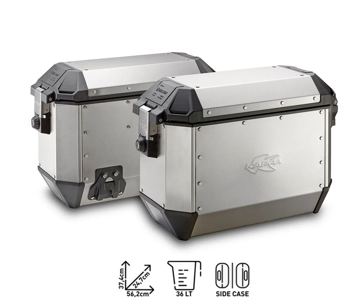 Coppia Valigie Laterali Alluminio Naturale K Mission 36lt. Kappa + Portavaligia Per Moto Guzzi V85 Tt 2024 > 2025-KMS36APACK2--KLO8209MK-419681