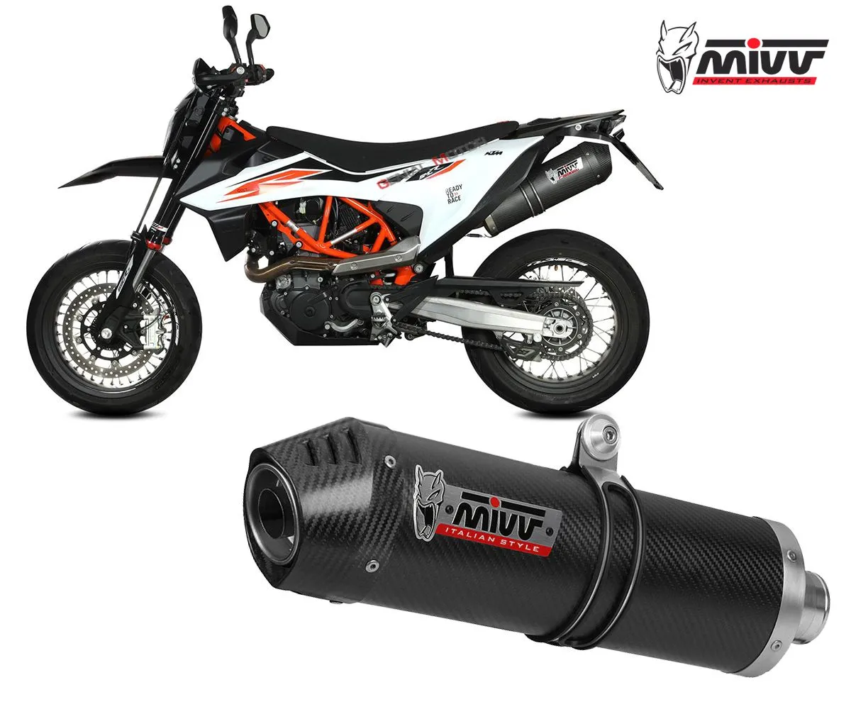 Terminale Di Scarico Slip-on Mivv Oval Carbonio Con Coppa Carbonio Per Ktm 690 Smc R 2020 > 2024-KT.023.LEC-249488