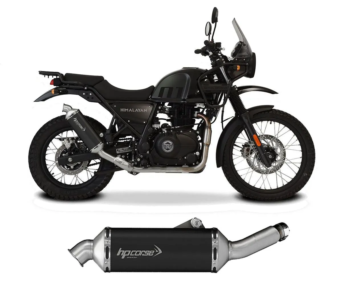 Terminale Di Scarico Hp Corse Sp-1 Short Nero Acciaio Inox Royal Enfield Himalayan 410 2017 > 2020-REHISP1300LC-AB-424353