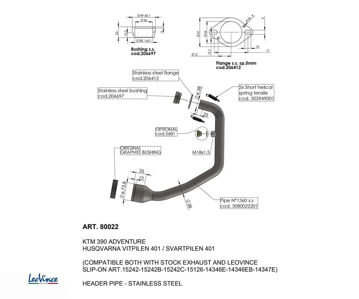 Collettori Di Scarico Acciaio Inox Leovince Husqvarna Svartpilen 401/vitpilen 401 2020 > 2023-80022-249796