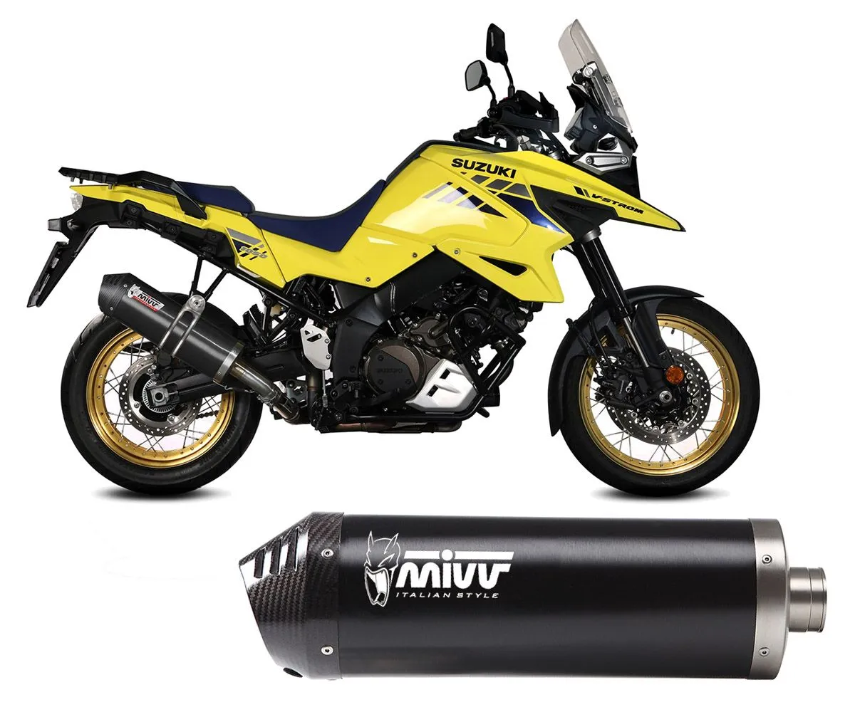 Terminale Di Scarico Mivv Oval Nero Con Fondello In Carbonio Per Suzuki V-strom 1050 2020 > 2024-S.042.LVC-416245