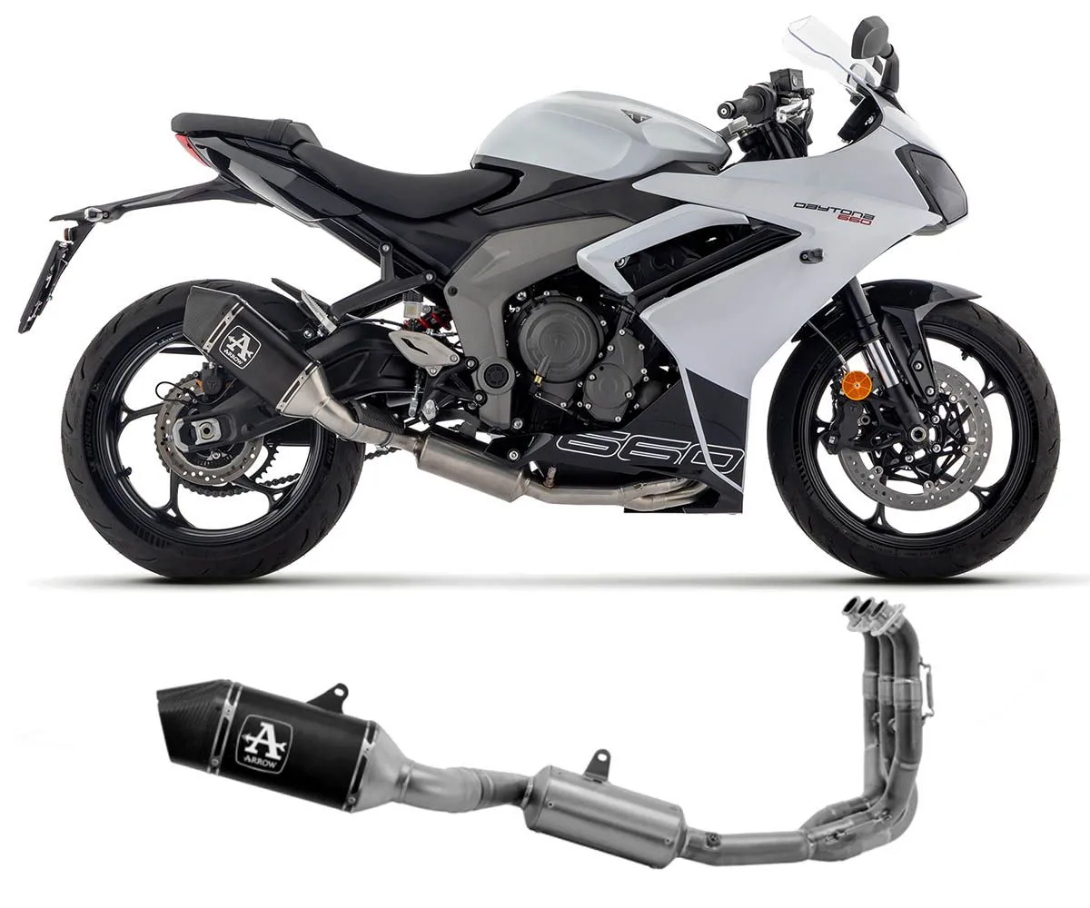 Impianto Completo Arrow E5 Veloce In Alluminio Dark Per Triumph Daytona 660 2024.-71507VAN-413523