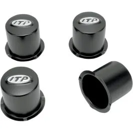 ITP SM130BBX CENTER CAP ALUMINUM DELTA STEEL 4/110 BLACK (BOX OF 4)