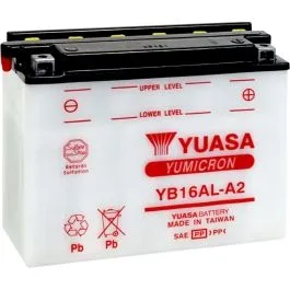 YUASA YB16AL-A2(DC) BATTERY YUMICRON 12V 207 MM X 71 5 MM X 164 MM CONVENTIONAL LEAD ACID REPLACEMENT CLEAR