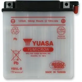 YUASA YB5L-B(DC) BATTERY YUMICRON 12V 120 MM X 58 42 MM X 129 54 MM CONVENTIONAL LEAD ACID REPLACEMENT CLEAR