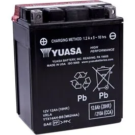 YUASA YTX14AH-BS(CP) BATTERY YTX 12V 134 MM X 89 MM X 166 MM LEAD ACID MAINTENANCE FREE REPLACEMENT BLACK