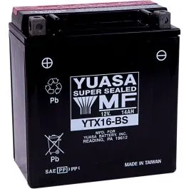 YUASA YTX16-BS(CP) BATTERY YTX 12V 150 MM X 86 MM X 160 02 MM LEAD ACID MAINTENANCE FREE REPLACEMENT BLACK
