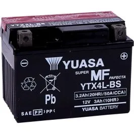 YUASA YTX4L-BS(CP) BATTERY YTX 12V 114 MM X 71 12 MM X 83 82 MM LEAD ACID MAINTENANCE FREE REPLACEMENT BLACK