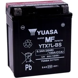 YUASA YTX7L-BS(CP) BATTERY YTX 12V 114 MM X 71 12 MM X 129 54 MM LEAD ACID MAINTENANCE FREE REPLACEMENT BLACK